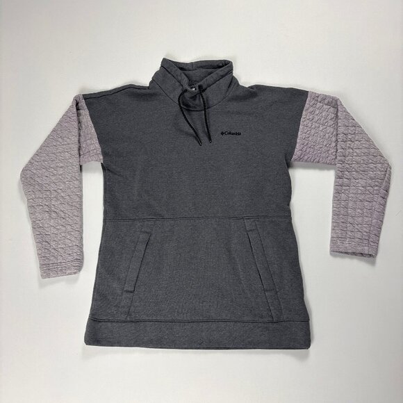 Columbia Womens Sunday Summit Oversized Sweatshirt Gray Purple Sz S Funnel Neck - Picture 1 of 6